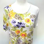 Chico's Chico’s White Multicolor Tropical Floral Print Short Sleeve Knotted Hem Top 1/M Photo 1
