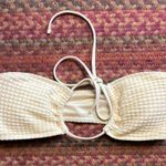 NWOT CREAM TEXTURED BIKINI TOP STRAPLESS HALTER Size M Photo 0