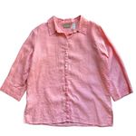 Liz Claiborne  100% Linen Pink Coral 3/4 Sleeve Top Large Photo 0