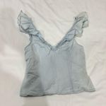 Free People  Winona Denim Chambray Ruffle Sleeveless Tank Top- Size Small Photo 3