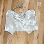 Reformation | Beba 100% Silk Halter Crop Top in Sable Floral Cream Photo 5