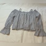 Hem & Thread  Blue and White Linen Blouse Size Large Photo 2