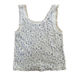 Brandy Melville  - Ronnie Floral Lace Trim Sleeveless Tank in Cream & Blue Photo 2