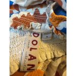 Dolan Anthropologie Smocked print Maxi Dress Orange Blue M boho Whimsi flowy Size M Photo 4