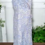 EXPRESS  blue paisley ruffled faux wrap high low hem dress Photo 0