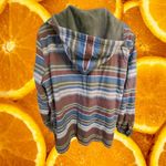 L.L.Bean Fleece Lined Hooded Button Up Striped Jacket Size Large Photo 6