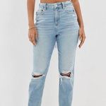 American Eagle  Mom Jean Size 10 Light Wash Distressed Photo 0