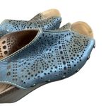 Pikolinos Benissa Laser Cut Green Leather Wedge Sandals Leather Size 38 7.5 Photo 8