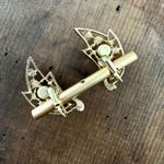 Vintage Signed Emmons Gold Topaz Citrine Color Rhinestone Big Clip Earrings Photo 3