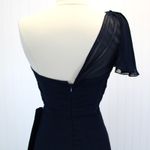 NEW Jenny Packham Womens 0 One Sleeve Bridesmaid Dress Ruched Chiffon Midnight Blue Photo 3