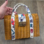 Draper James  Elliston Wicker Top Handle Satchel - Beige In Natural/ Multi Purse Photo 0