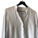 Vineyard Vines  Blue White Striped Ruffle Trim Button Down Shirt Size 8 Photo 1