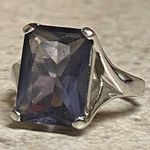 Light Purple Emerald Cut Solitaire Fashion Ring Silver Photo 1