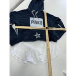 Pinko Hoodie Womens Medium Blue White Rhinestone Star Mixed Media Pullover Photo 3