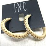 INC  raffia & CZ hoop earrings, NWT Photo 0