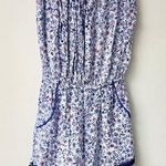 Poupette St. Barths Floral Print Strapless Short Romper Blue Women's Size XS Photo 0