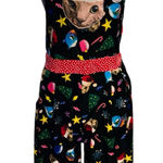 Love On A Hanger Black Christmas Ugly Sweater Kitty Cat Velour Overalls Sz Small Red Photo 0