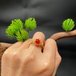 18K Gold Plated Red Agate Jewelry Set,Agate Beaded Charm Bracelet,Agate Ring Photo 3