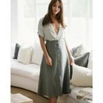 Chaser Linen Button Down A Line Midi Skirt Gray Scout Women's Size Small NWT Photo 6