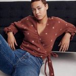 Madewell  Lightspun Maira Wrap Top Brown V Neck Floral Embroidered Women’s Size S Photo 0