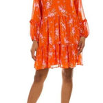Vince Camuto  Orange Tiered Chiffon Balloon Sleeve Baby-doll Mini Dress Photo 0