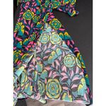 Leota  Dress Women's S Multi Blue Pink Bright Floral Marche Fleur V-Neck Maxi Photo 8