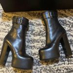 Saint Laurent Mina Cherry Buckle Platform Booties in Smooth Leather Size 40 Photo 1