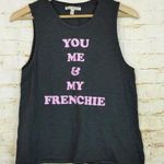 EXPRESS One Eleven Graphic Tank Womens S Gray You Me & My Frenchie Beach Summer Photo 0