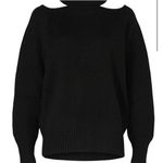 Jason Wu  Black Cold Shoulder High‎ Neck Sweater merino wool blend size small Photo 1