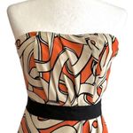 The Limited  Dress Orange Cream Chainlink Strapless Faux Wrap Drape Front Size 0 Photo 2