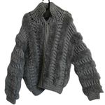 Vintage Andriano oversized Gray fluffy zip‎ up sweater Women's Size L Taiwan Size L Photo 2