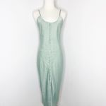 Simple Retro Satin Slip Dress Women’s Small Mint Green Button Front Midi Photo 1