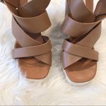 See By Chloe  37 Brown Leather Ankle Strap Wedges Photo 3
