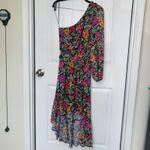 Anthropologie BTFL floral one shoulder‎ long sleeve midi dress small vacation  Photo 1