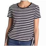 Madewell  Womens XL Striped Tie Side T Shirt Top Black White Short‎ Sleeve Photo 0