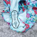 Nanette Lepore  Swim Plunging Floral One Piece Swimsuit Light Blue Size 12 Photo 3