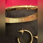 NWOT RJ Graziano Pink and Gold Jewelry Set Bangle Bracelet & Hoop Earrings Photo 3