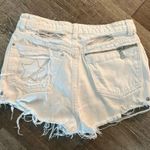 None Women Zipper Side Denim Ripped distressed white Shorts with star design pocket Photo 3