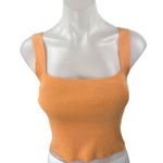 ZARA Orange Ribbed Knit Sleeveless Square Neck Cami Camisole Tank Crop Top Sz M Photo 0