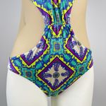 Elle NWT  1PC Swimsuit Multicolor Floral Mesh Swimwear Size M Photo 3