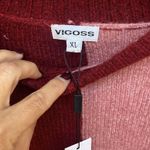 Vigoss  red burgundy pink colorblock crew neck cozy sweater Large NWT Photo 3