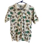 Vintage PK Elliot Womens Tennis Polo LARGE Racket Ball Allover Print 80s… White Photo 1