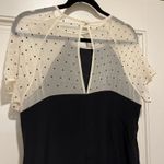 Aryn K Black Silk Dress Womens sz M Rhinestones Beige sheer Cocktail LBD Photo 5