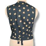 Vintage 90s Black Floral Suit Vest Button Front Adjustable Tie Back Cottage Size 10 Photo 2