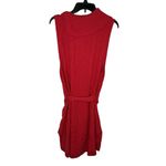 Talbots Women Sweater Dress Midi Sleeveless Cowl Neck Button Tie Waist Red Large Photo 6