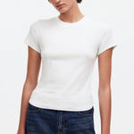 Madewell  Women's Regenerative Cotton Ribbed Crewneck Tee Eyelet White XXS New Photo 0