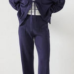 Free People  Beach Solar Set XS Navy Knit Sweater Set NWOT Photo 0