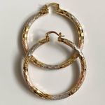 Gold Plated Engraved Design Hoop Earrings Photo 0