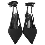 ZARA  Black Double Strap Pointed Toe Rhinestone Buckles High Heels Sandals Size 6 Photo 1