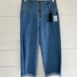 Funky Soul Women’s 26 Exposed Zipper Raw Hem Flare Jeans New NWT Blue Photo 0
